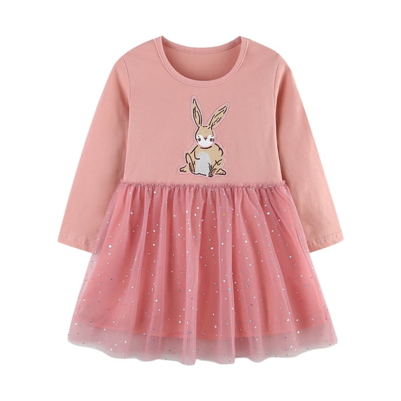 Easter Dress for Girls Toddlers Summer Cute Funny Rabbit Floral Print Short Sleeve Crewneck Skirts Happy Easter Party Gifts Outfits