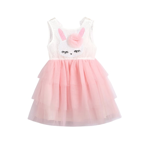 Easter Dress for Toddler Baby Girl Cute Bunny Lace Sequins Sleeveless Tulle Tutu Dress Outfit Clothes