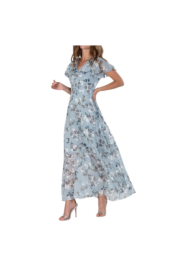 Easter Dress for Women Swing Flowy Ruffle Hem Swing Womens Dresses Chiffon Dress Summer Dresses, 2569 Limited Time