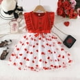 thumbnail image 1 of Easter Dresses Bowknot Design Dress Ruffle Short Sleeve Girls Summer Dress for Girls Teens Fashion Design Summer Dress (Red,7-8 Years), 1 of 6