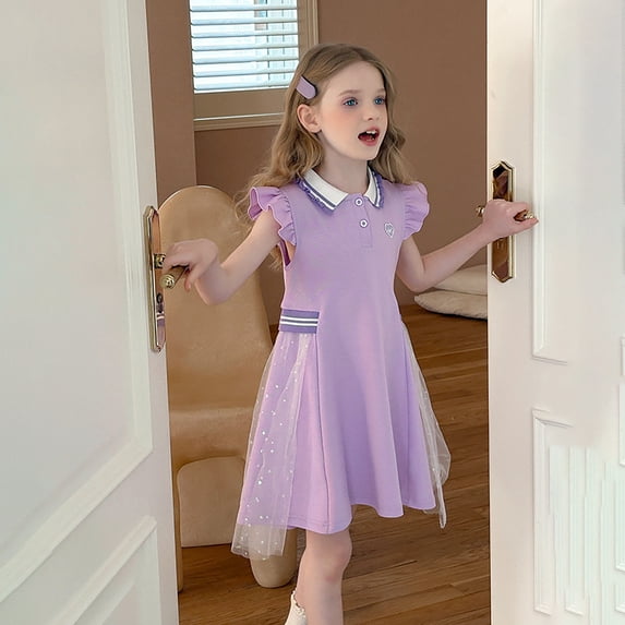 Easter Dresses Flower Prints Princess Dress Long Summer Dress for Girls Teens Fashion Design Summer Dress (Purple,10-11 Years)