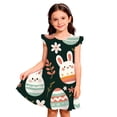 thumbnail image 1 of Easter Dresses for Girls Short Sleeve Fashion Print Party Summer Dresses A Line Beach Dress Round Neck Comfortable Casual Daily Everyday Wear Multicolour 4-5 years, 1 of 4