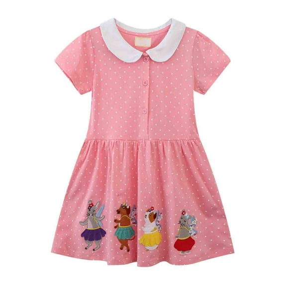 Easter Dresses for Toddler Girls Size 5T Bunny Embroidery Short Sleeve Mesh Tunic Princess Summer Dresses Casual Round Neck Loungewear Sleepwear Dress(Toddlers, Z08-Pink, 2-3 Years)
