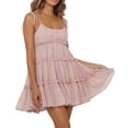 thumbnail image 1 of Easter Dresses For Women, Floral Spaghetti Strap Sundress Chiffon Smocked Casual Bohemian Beach Mini Dress Tall Black African Dresses Women Elegant Bridesmaid Short Dress (XL, Pink) ZMTing, 1 of 5