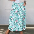 thumbnail image 1 of Easter Dresses for Women Viikei A-Line Skirt with Floral Pattern,Women's Printed Elastic Waistband Pleated Pocket Skirt With Mid Calf Skirt Blue XXXXXL, 1 of 5