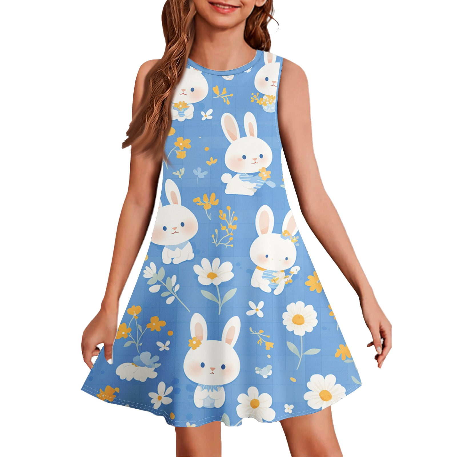 Easter Dresses for Girls Spring Dresses Sundress Crew Neck Size 4-12 ...
