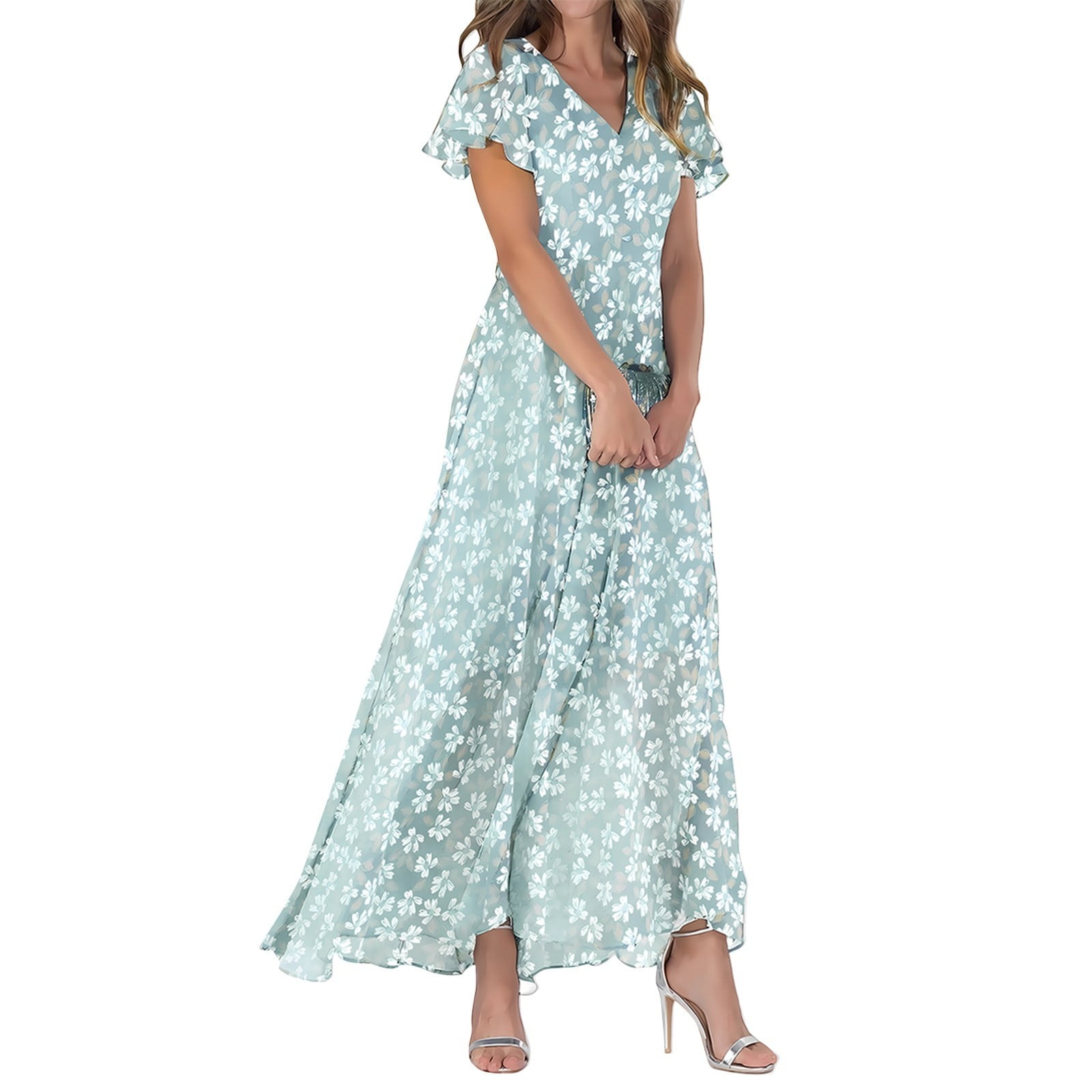 Chiffon Casual Dress 2026.Easter Dresses for Women Summer Clothes 2026 Fashion Cute Floral ...