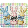 thumbnail image 1 of Easter Drying Mat for Kitchen Counter - 16x18 In, Multi-color (Buffalo Plaid), Microfiber & Composite Sponge, Cute Bunny Pattern, Absorbent Dish Drainer Mat, 1 of 7