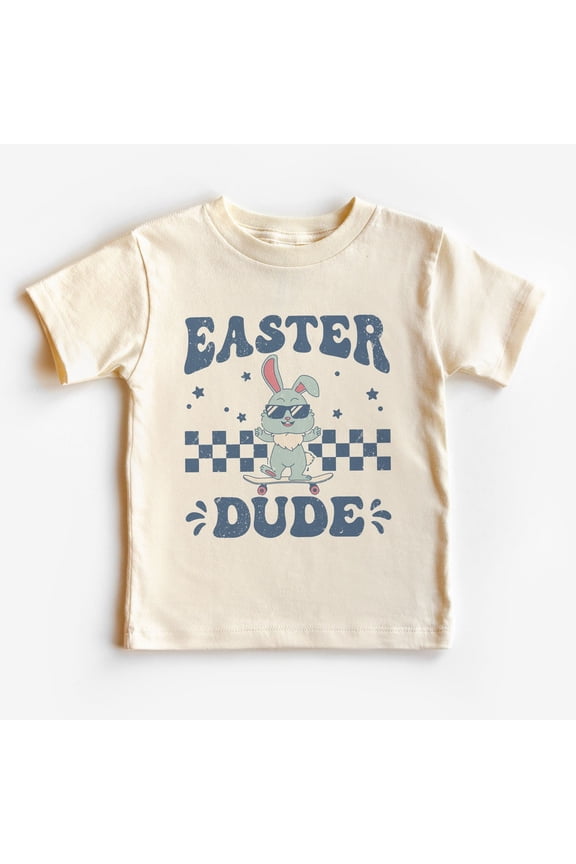 Easter Dude Toddler Shirt - Cute Easter Bunny Skateboarding Kids Outfit - Boho Kids & Youth Shirts TODDLER SHORT SLEEVE TEE BELLA CANVAS 3001T