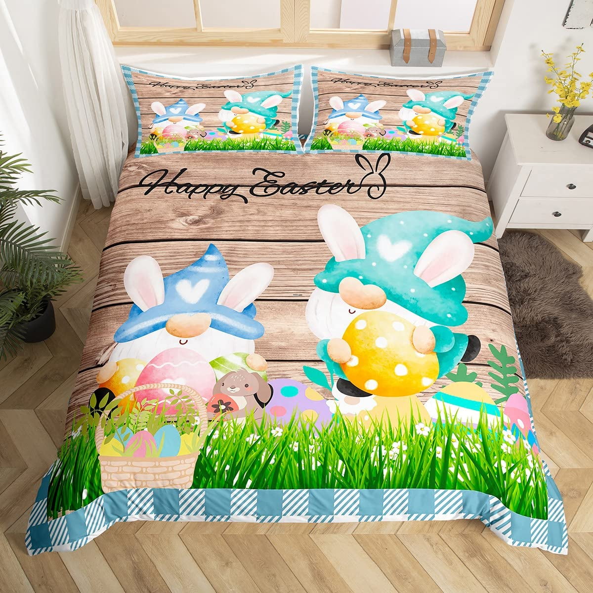 Easter Duvet Cover Set Bunnies Bedding Set Easter Egg Nest Comforter ...