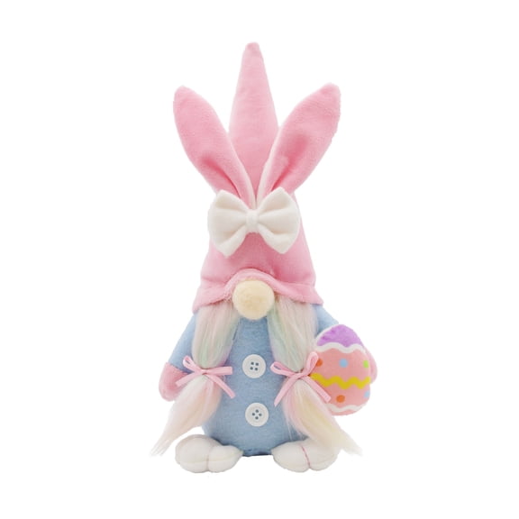 Easter Dwarf Doll Decorative Ornament, Flocked Bow Standing Rabbit Figurine, Festive Home, Garden, and Courtyard Decoration for Holiday Parties and Seasonal Styling