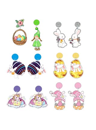 1Pair Easter Letter & Rabbit Shape Oil Drop Dangle Earrings, Suitable As Jewelry Gift for Female Friends,Rabbit-banner