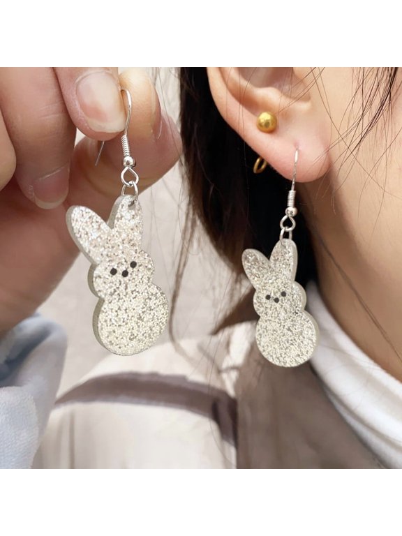 Easter Earrings Cute Bunny Egg Rabbit Drop Colorful Flower Animal Dangle Spring Earrings Holiday Jewelry Gift For Women