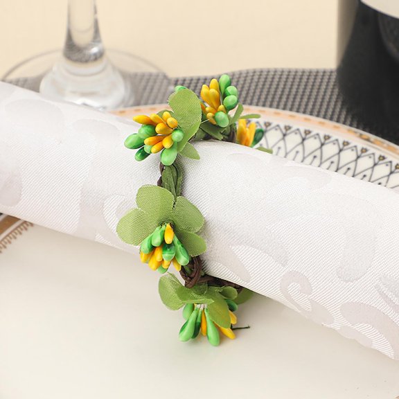 Easter Ears Napkin Rings, Natural Jute and Wood Bead Napkin Rings for Easter Table Decor, Spring Parties, Outdoor Picnics, and Holiday Celebrations