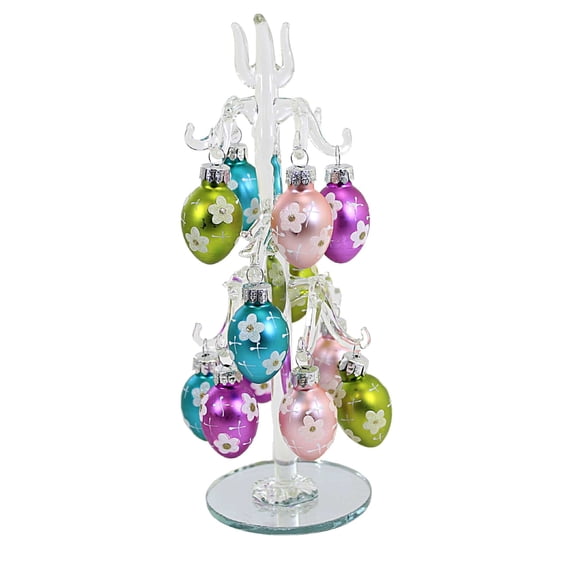 Easter Easter Tree W/Ornaments Set Glass Glitter Accents Ea16280 Flower