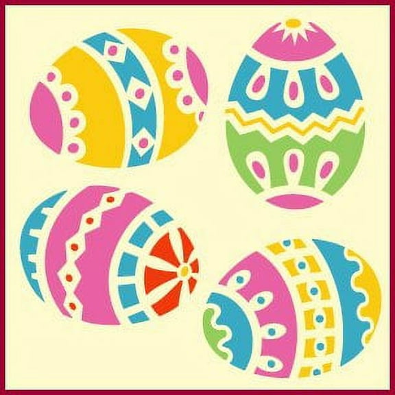 Easter Egg 1 Stencil - 4 Designs on one sheet - Stencils for Painting Reusable Plastic Mylar Drawing Templates DIY Ornaments Craft for Decoration Art Drawing Spring - The Artful Stencil