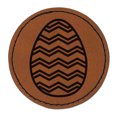 thumbnail image 1 of Easter Egg 2.5" Faux Leather Round Engraved Iron-On Patch - Brown, 1 of 6