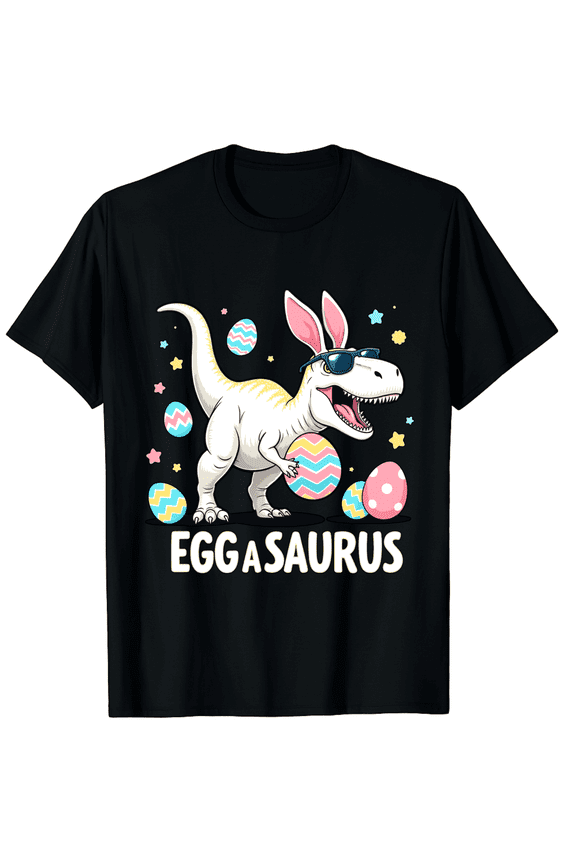 Easter Egg A Saurus White Dinosaur Bunny Ears Sunglasses Short Sleeve T-Shirt for Women Men Humor Adult Present