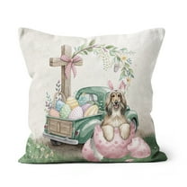 Easter Egg Afghan Hound Bunny Ear Welcome Spring Truck Pillow Cushion Double Sided Dog Lover Throw Pillow - 12002