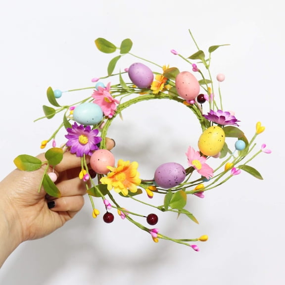 Easter Egg And Artificial Flower Candle Ring For Table Centerpiece Spring And Summer French Style Decor