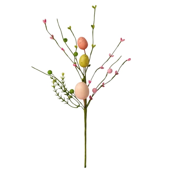 Easter Egg Artificial Branch, 1-Pack Faux Floral Stem With Decorative Eggs For Home Vase Arrangements, Easter Tabletop/Fireplace Decor, Spring Home Decorations For S & Teens