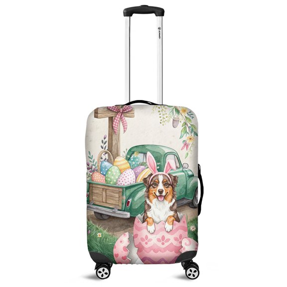 Easter Egg Australian Shepherd Bunny Ear Welcome Spring Truck Travel Luggage Cover Aussie Dog Lover Gifts Suitcase Dust Protective Decor - 12002