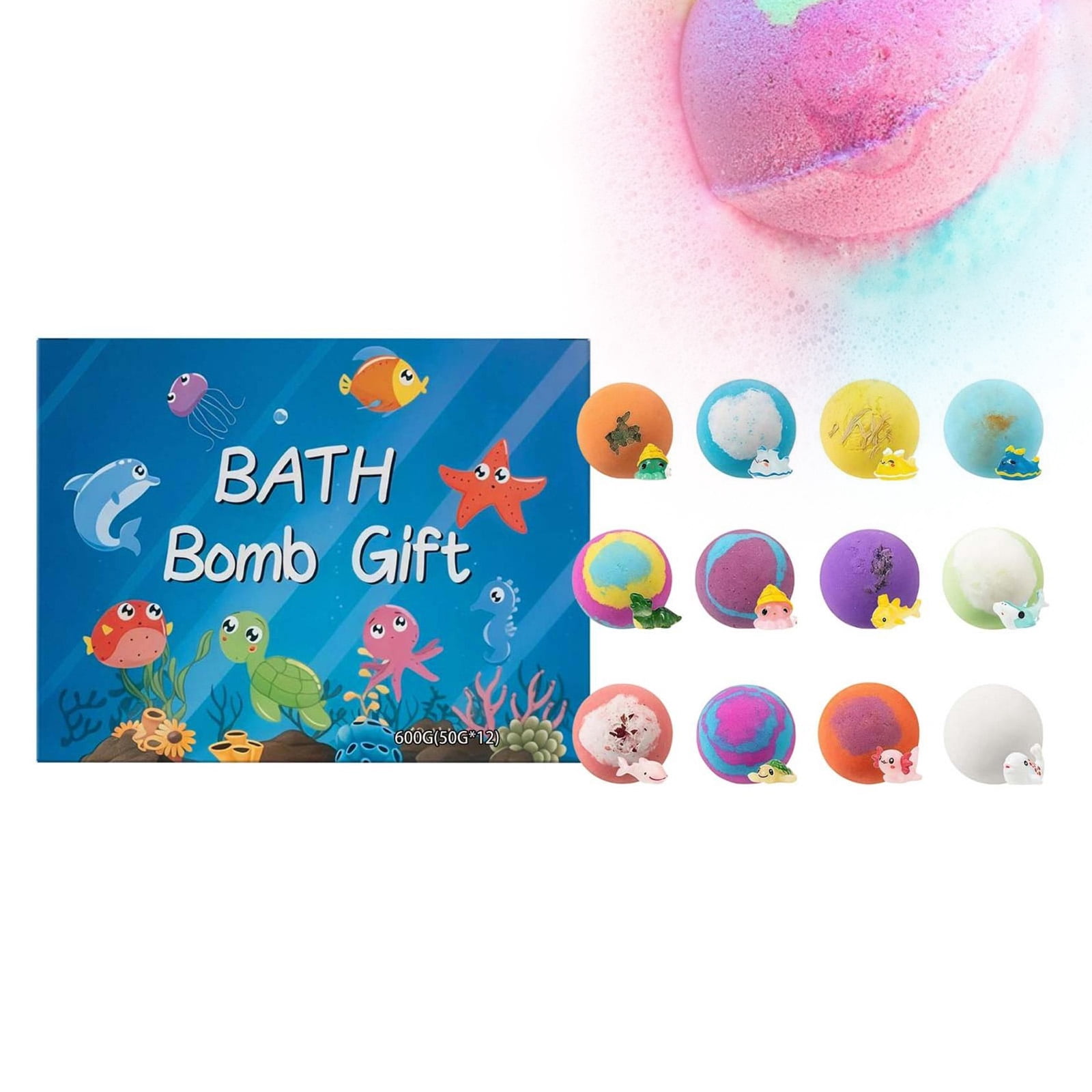 Easter Egg Bath Bombs For Kids,Easter Bath Bombs,Bath Bombs with Surprise Inside, Pack Fizzy Bubble Bath Gift Set, Dinosaur Egg & Ocean Theme Bath Fizzies(12pcs/Set)
