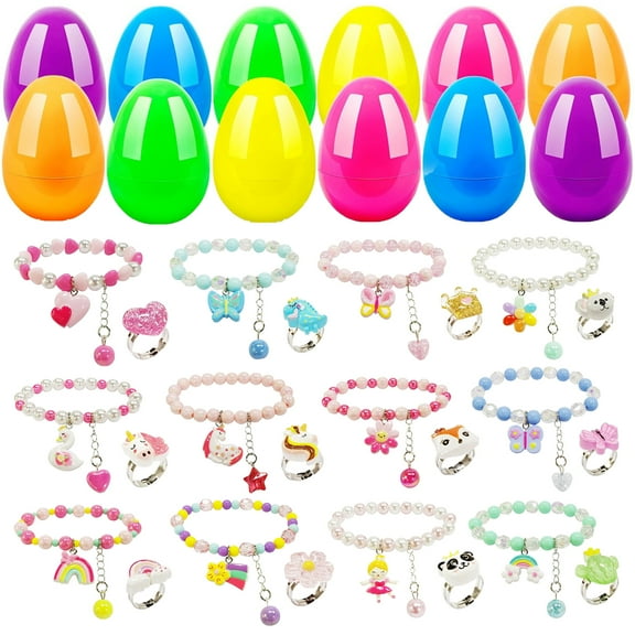 Easter Egg with Bead Bracelets Kids Jewelry for Girls Teens, Easter Theme Party, Easter Egg Stuff, Easter Basket Stuffers Fillers, Classroom Prize Gifts