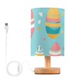 thumbnail image 1 of Easter Egg Bedside Table Lamp LED Warm Lights with USB Charging Port Retro Cylinder Desk Lamps, 1 of 7