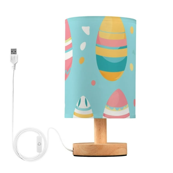 Easter Egg Bedside Table Lamp LED Warm Lights with USB Charging Port Retro Cylinder Desk Lamps