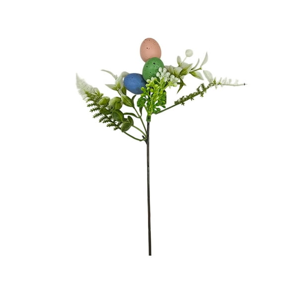 Easter Egg and Berry Floral Arrangement Decor, Spring Celebration Tabletop Centerpiece for Holidays, Weddings, and Festive Events, Reusable Artificial Flower Stems