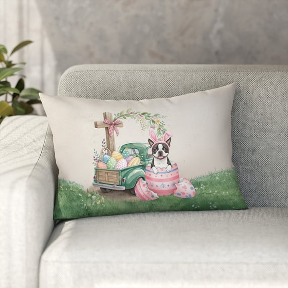 Easter Egg Boston Terrier Bunny Ear Welcome Spring Truck Pillowcase Double Sided Gentleman Dog Lover Gifts Pillow Case Covers - 12002