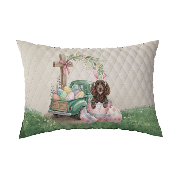 Easter Egg Boykin Spaniel Bunny Ear Welcome Spring Truck Quilt Pillowcase Dog Lover Throw Pillow Cover Bed Home Decor - 12002