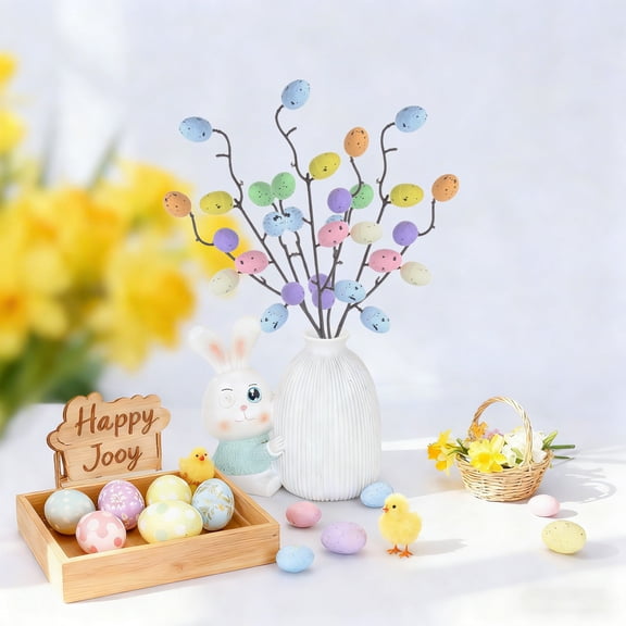 Easter Egg Branch Decoration,Foam Easter Tree with Colorful Eggs,Spring Holiday Decor,Versatile Easter Tabletop Decor,Reusable Easter Decor,Flexible Branch Ornament,Easter Party Centerpiece