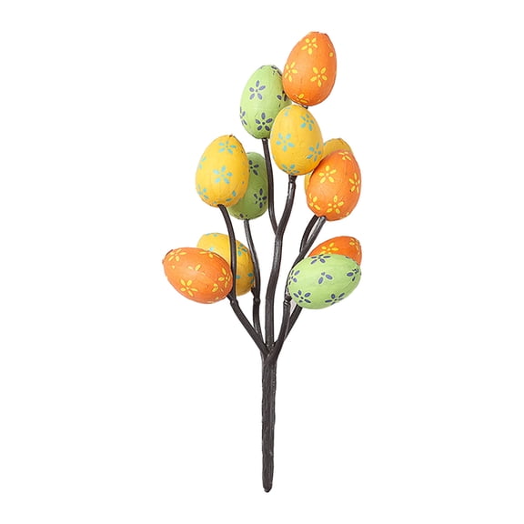 Easter Egg Branches Decoration – 9.8in Artificial Printed Foam Eggs on Branches for Spring Floral Arrangements, Tabletop or Vase Display – Easter Decor