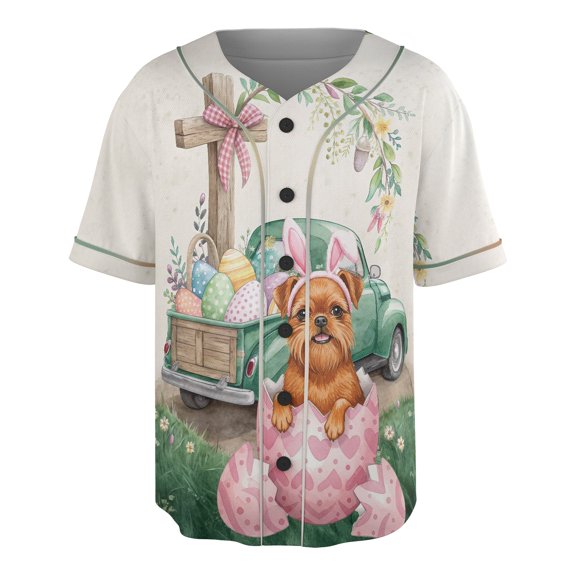 Easter Egg Brussels Griffon Bunny Ear Welcome Spring Truck All Over Print 3D Baseball Shirt Griff Dog Lover Softball Sport - 12002