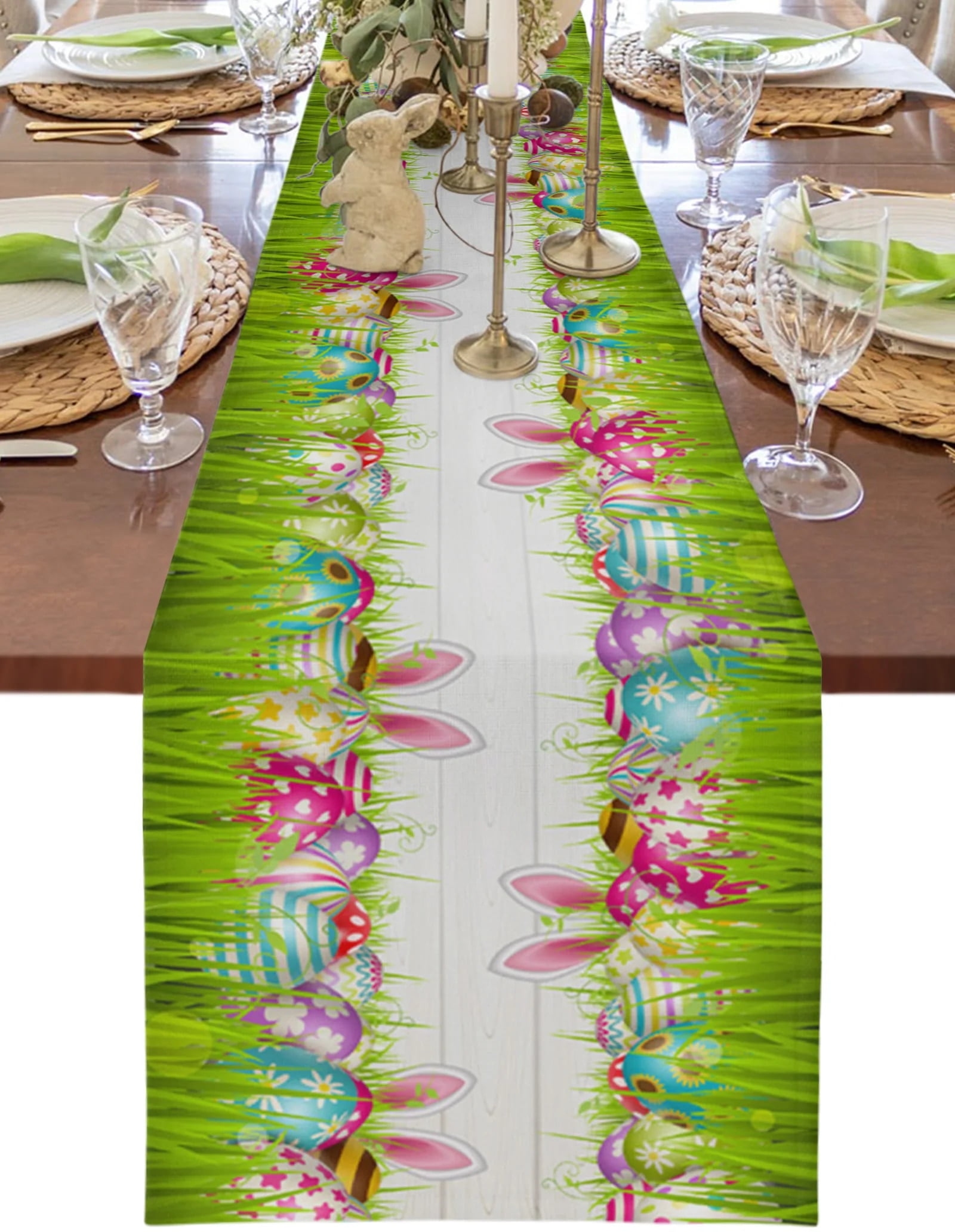 easter-egg-bunny-ears-wood-grain-table-runner-wedding-decor-table-cover