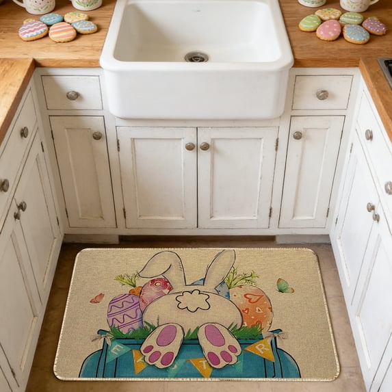 Easter Egg Bunny Floor Mat, Soft Polyester Rug for Home