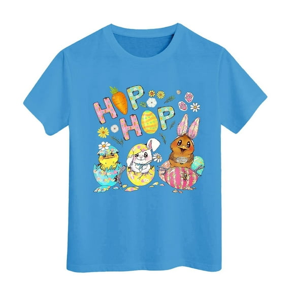 Easter Egg Bunny Graphic Tee for Kids Toddler Girls Boys Holiday Shirt Size:3-4 Years