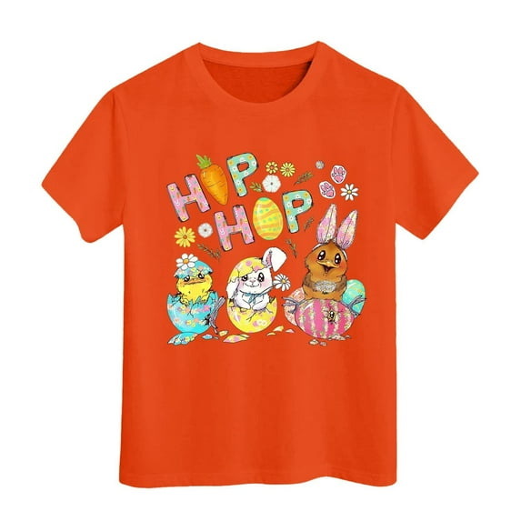 Easter Egg Bunny Graphic Tee for Kids Toddler Girls Boys Holiday Shirt Size:6-7 Years