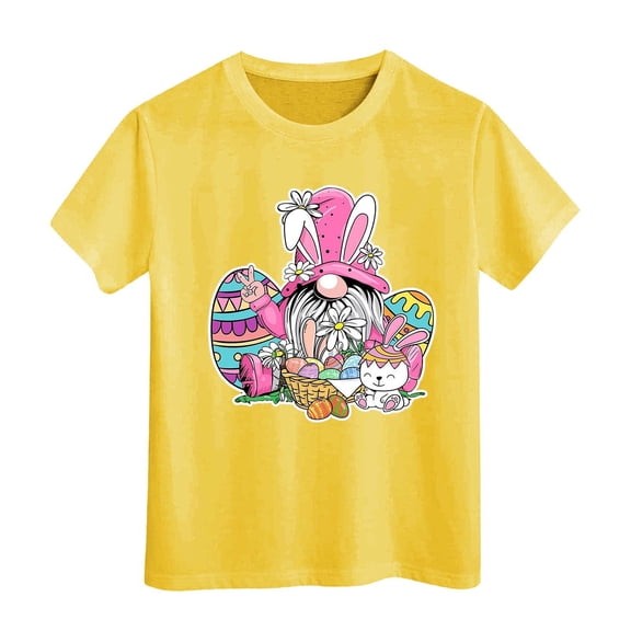 Easter Egg Bunny Graphic Tee for Kids Toddler Girls Boys Holiday Themed T-Shirt Size:10-11 Years