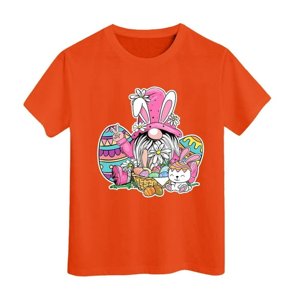 Easter Egg Bunny Graphic Tee for Kids Toddler Girls Boys Holiday Themed T-Shirt Size:3-4 Years