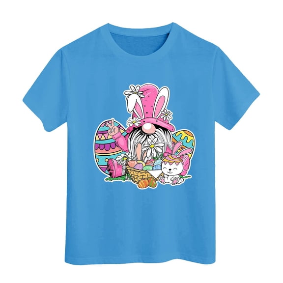 Easter Egg Bunny Graphic Tee for Kids Toddler Girls Boys Holiday Themed T-Shirt Size:3-4 Years