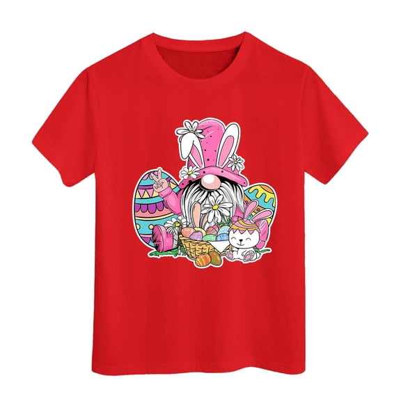 Easter Egg Bunny Graphic Tee for Kids Toddler Girls Boys Holiday Themed T-Shirt Size:8-9 Years