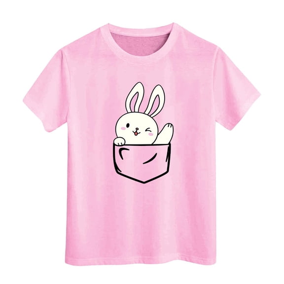 Easter Egg Bunny Graphic Tee for Toddler Kids Holiday Celebration T Shirt Size:3-4 Years