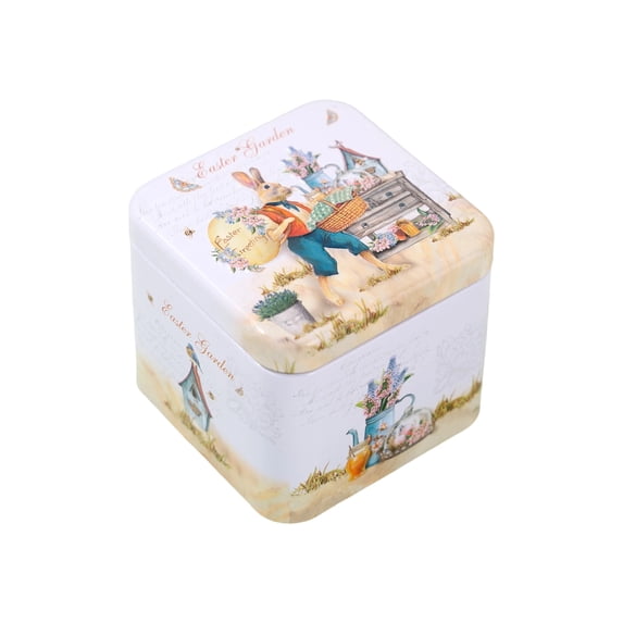 Easter Egg Bunny Pattern Tin Box, 2.7*3*3in Decorative Candy Box and Gift Box, Reusable Metal Storage for Party Favors, B