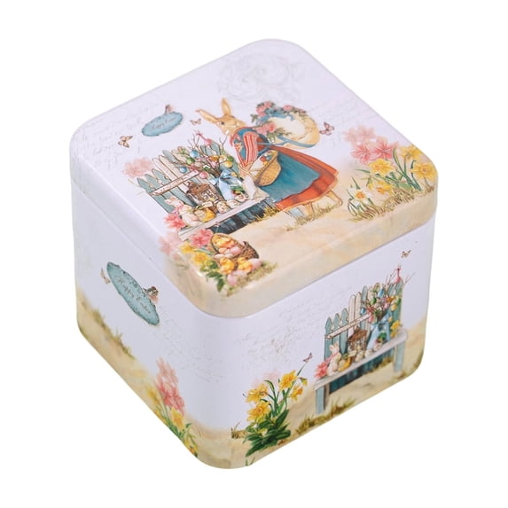 Easter Egg And Bunny Pattern Tin Box - A Decorative Metal Storage Box For Candy, And Gifts. Reusable, It's An Ideal Gift Container For Spring And Holid