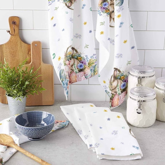 Easter Egg Bunny Watercolor Microfiber Towel Absorbent Kitchen Cleaning Cloth Dish Towel Household Cleaning Towel
