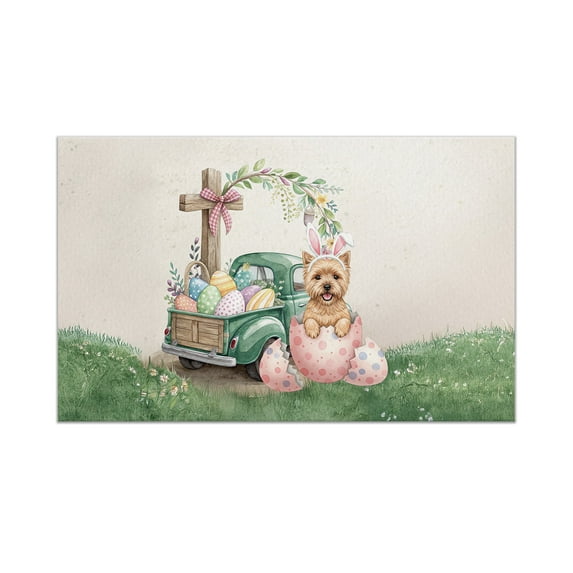 Easter Egg Cairn Terrier Bunny Ear Welcome Spring Truck Doormat Cairns Dog Lover Indoor Outdoor Welcome Mat - 12002