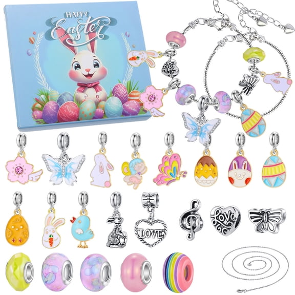 Easter Egg Calendar Bracelets for Girls DIY Jewelry Making Kit Charm Beads